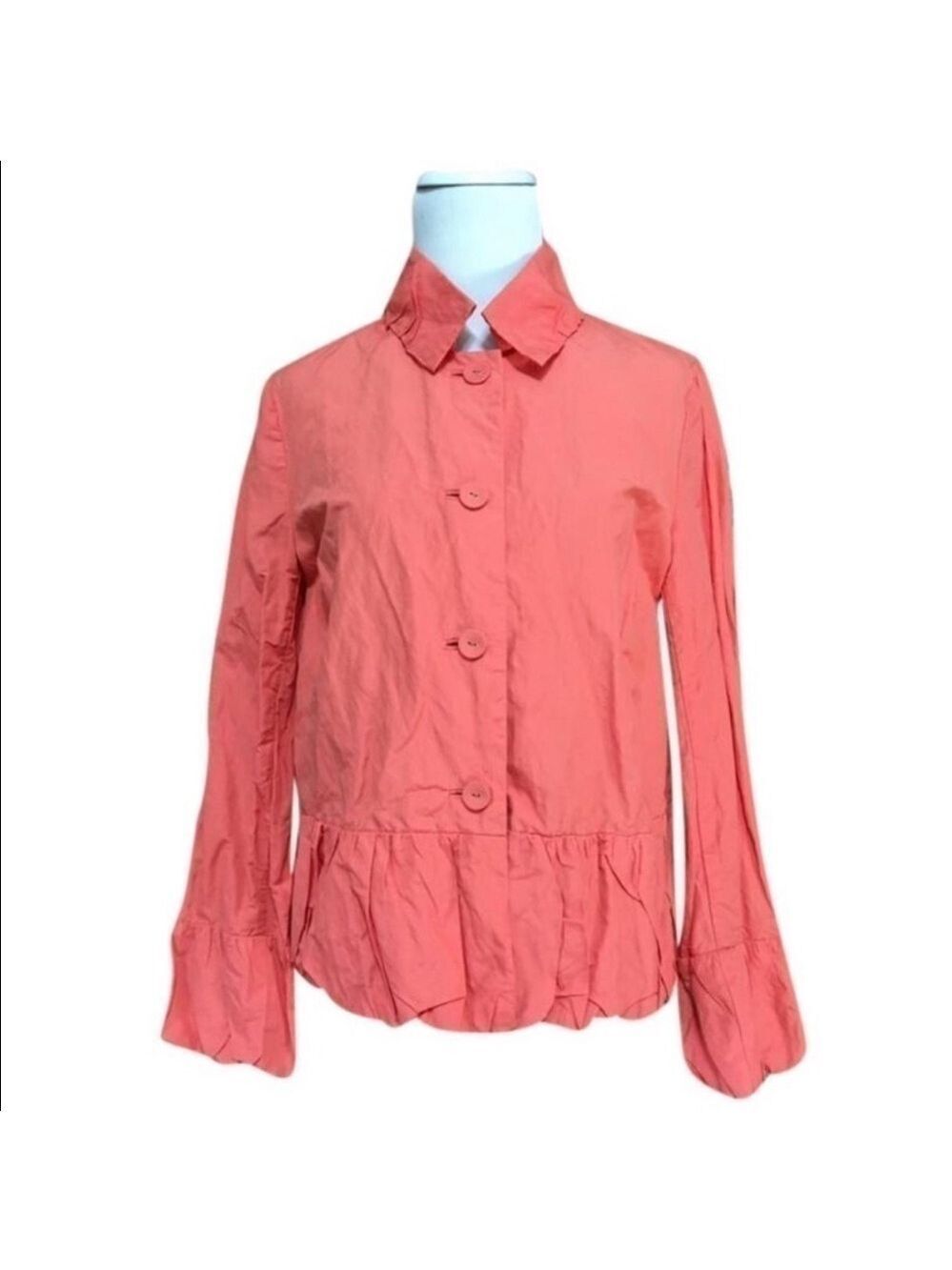 CHICO'S Ravishing Ruffle Ramy peplum coral jacket size small Chico’s 0